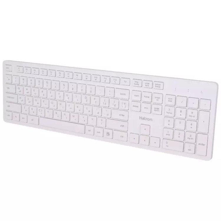 کیبورد و ماوس بی سیم هترون HKCW131 رنگ سفید( گارانتی ۱۲ ماهه فورتیم )
