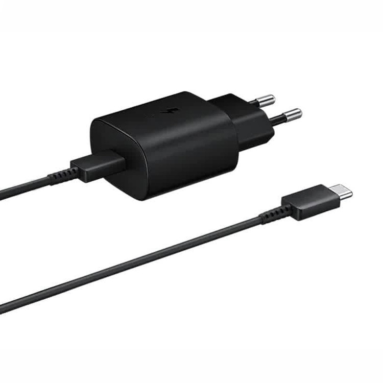 شارژر گوشی 25 وات سامسونگ با کابل دو سر Type C اورجینال صد در صد ( گارانتی 6 ماهه پاریان پایا)