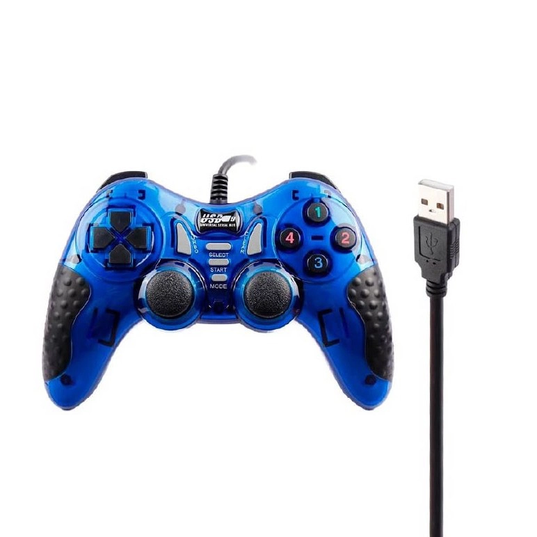 دسته بازی  سیم دار تک شوکدار USB-606 (رنگ قرمز ، آبی)