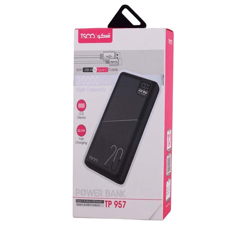 پاوربانک 20000mAh تسکو (TSCO) مدل TP957 (رنگ مشکی)