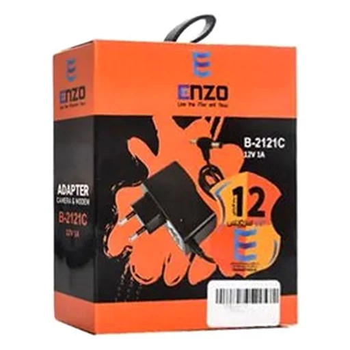 آداپتور 12ولت 1 آمپر انزو مدل B-2121C ( دو فیش متوسط و ریز )