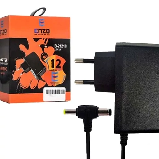 آداپتور 12ولت 1 آمپر انزو مدل B-2121C ( دو فیش متوسط و ریز )