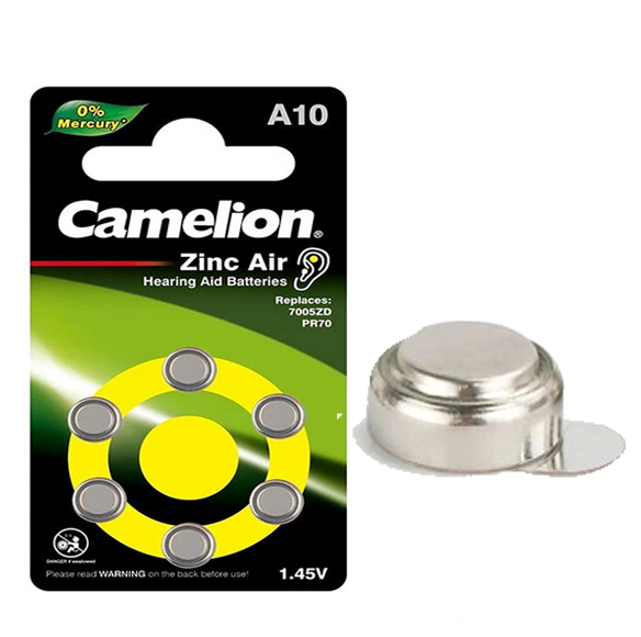 باتری سمعکی کملیون (Camelion)، مدل A10، بسته 6 عددی