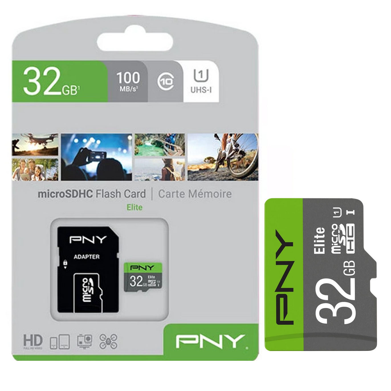 کارت حافظه microSDXC پی ان وای مدل Elite کلاس 10 استاندارد UHS-I U1 سرعت 100MBs ظرفیت 32 گیگابایت به همراه آداپتور SD