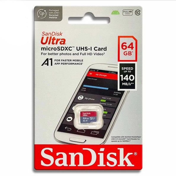 کارت حافظه سن دیسک Ultra ظرفیت 64 گیگابایت کلاس 10 UHS-I سرعت 140MB/s