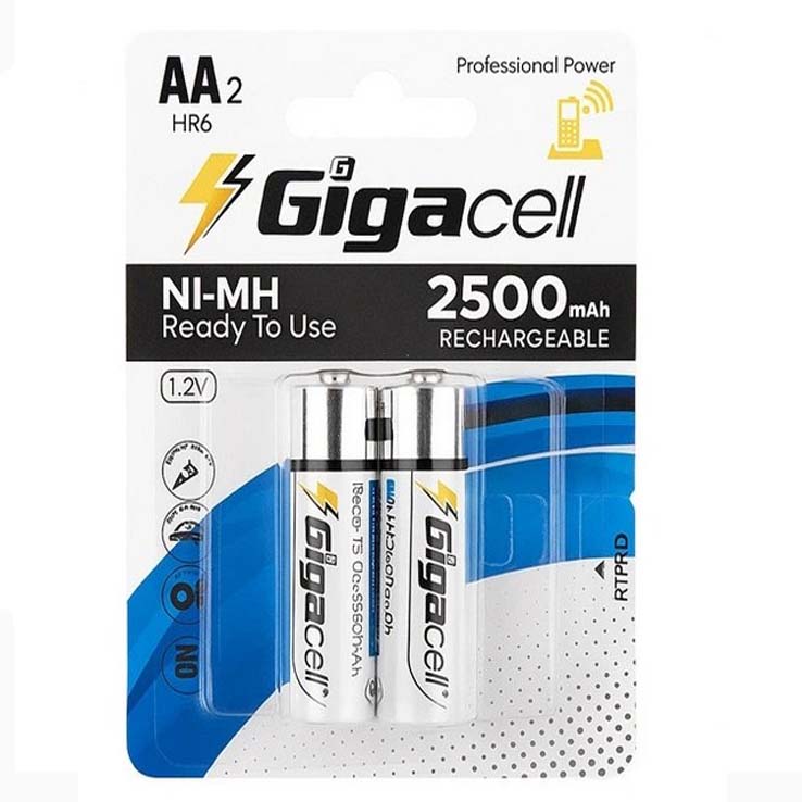 باتری قلمی قابل شارژ گیگاسل (Gigacell) با ظرفیت 2500 میلی آمپر