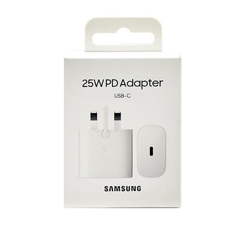 شارژر اورجینال 25 وات سامسونگ( Samsung ) اورجینال صد در صد ( 3 پین ) رنگ سفید