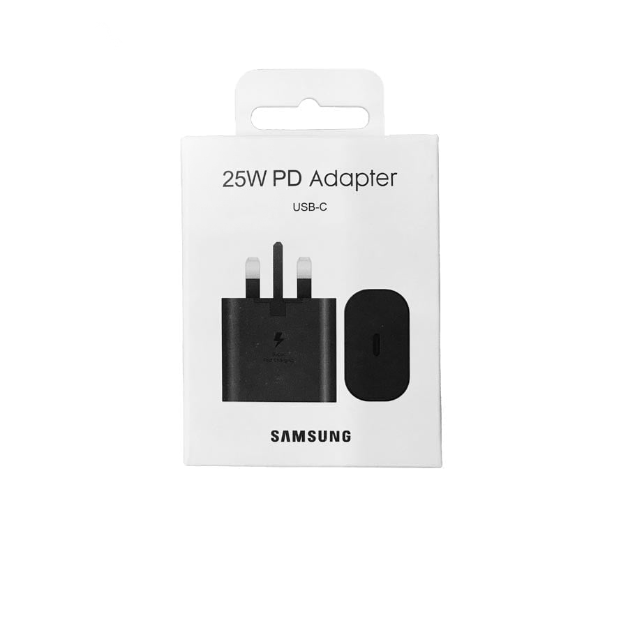 شارژر اورجینال 25 وات سامسونگ( Samsung ) اورجینال صد در صد  ( 3 پین )  رنگ مشکی