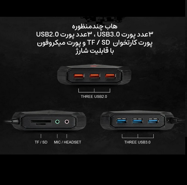 هاب 10 پورت  USB 3.0 هویت ( HAVIT ) مدل H95 ( گارانتی 12 ماهه متین )