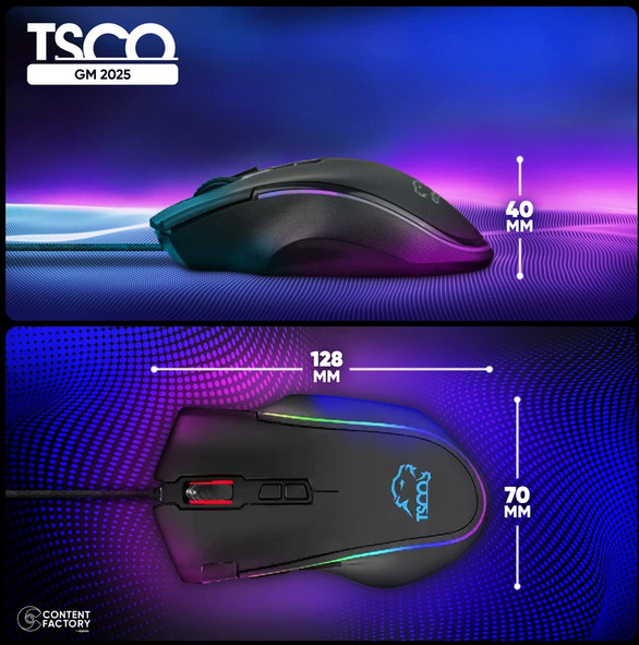 ماوس سیم دار گیمینگ تسکو ( TSCO) مدل  TDCO GM 2025 (گارانتی 12 ماهه توسن سیستم شرق )