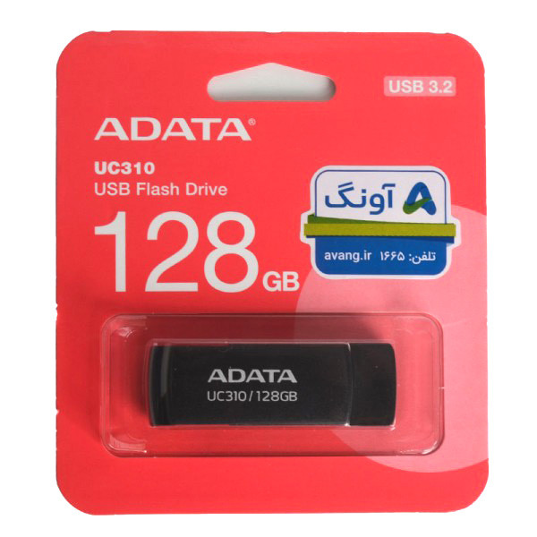 فلش مموری ای دیتا UC310 USB 3 ظرفیت 128 گیگابایت رنگ مشکی ( گارانتی 60 ماهه آونگ)