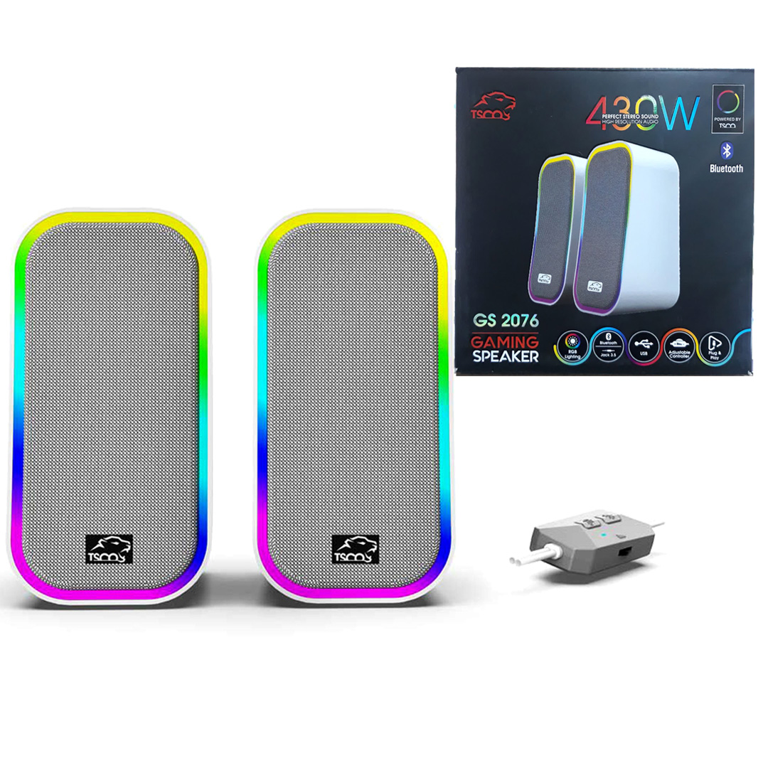 اسپیکر دو تیکه کامپیوتر تسکو (TSCO) مدل GS 2076 رنگ سفید ( گارانتی 12 ماهه توسن سیستم شرق )