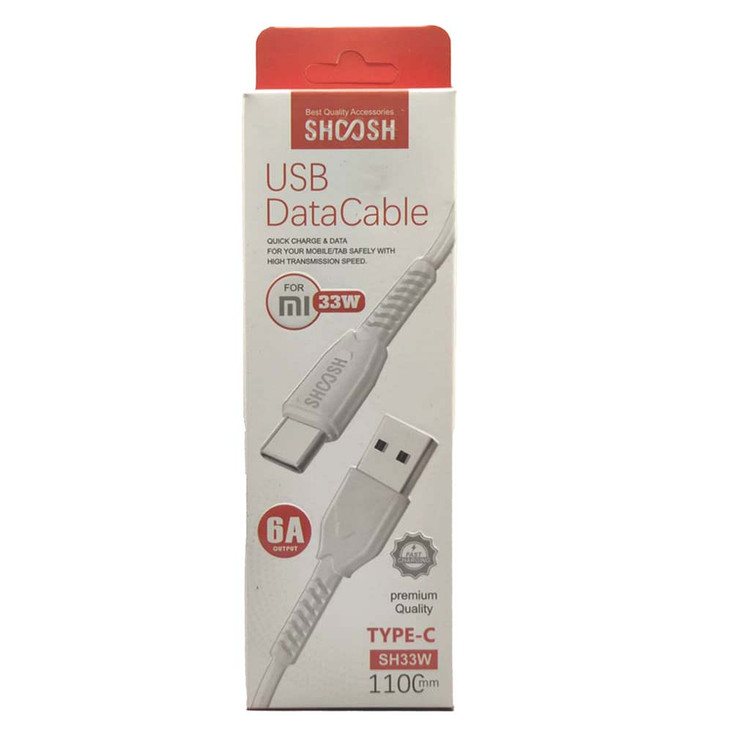 کابل شارژ USB به Type C شوش ( SHOOSH ) مدل SH33W (گارانتی 12 ماهه شرکت گسترش امواج کرخه)