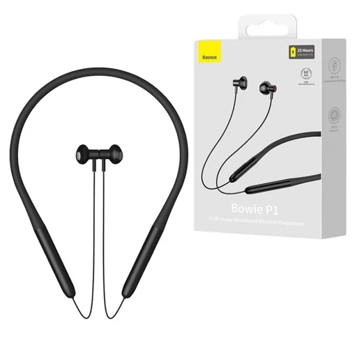 هندزفری گردنی بی سیم باسئوس مدل Bowie P1، رنگ مشکی