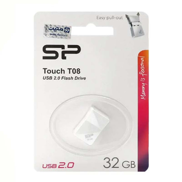 فلش مموری سیلیکون پاور Touch T08 USB 2.0 ظرفیت 32 گیگابایت (گارانتی 60 ماهه متین)