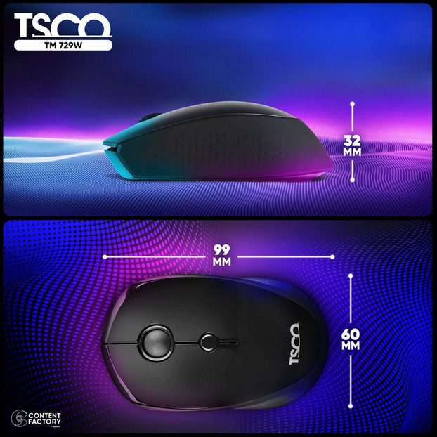 ماوس بی سیم تسکو (TSCO) مدل TM 729 W (گارانتی 12 ماهه توسن سیستم شرق )